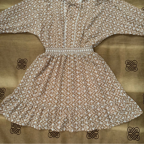 Shoshanna Women'S Beige Three-Quarter Sleeve Elastic Waist Dress Size 6 - Picture 5 of 17